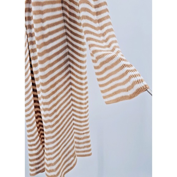 SONIA RYKIEL Size‎ 38 EU White Beige Tan Knitted Striped Long Cardigan Sweater - Picture 5 of 13